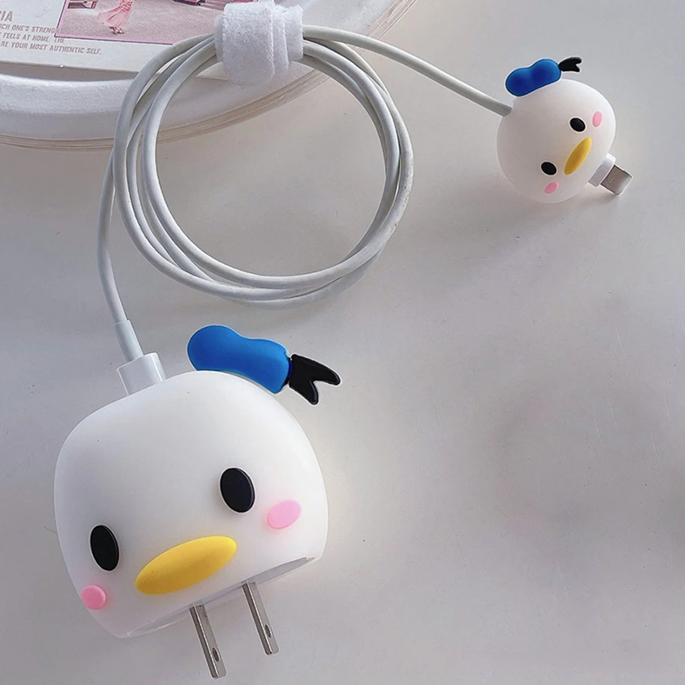 4Pcs Cable Protector Cover for iPhone / iPad 18W/20W Fast Charger Case Cute 3D Cartoon Anime Phone Cord Protectors Organizers