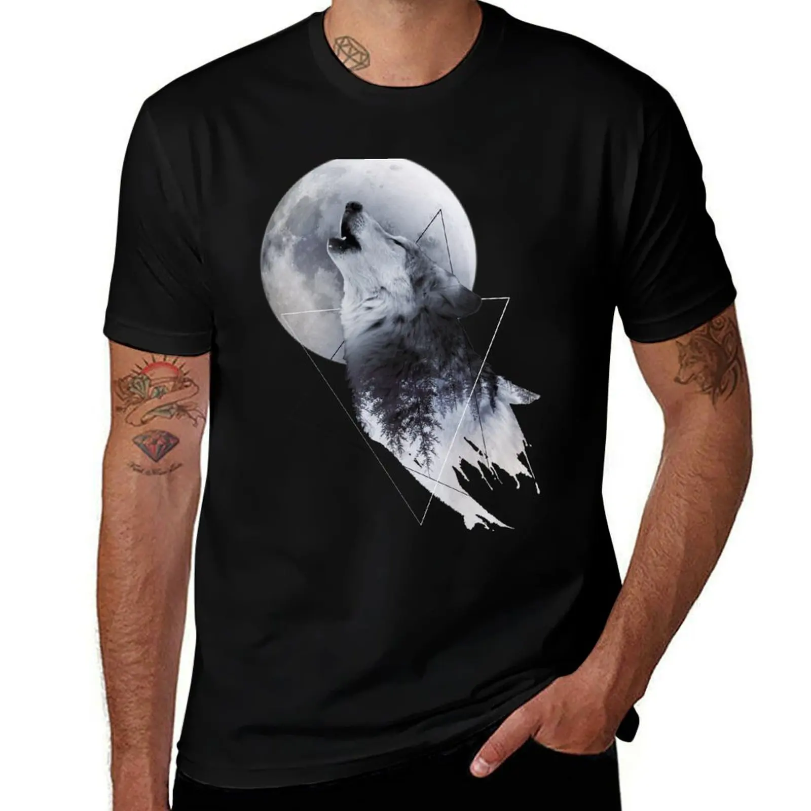 

100% men man for t for shirts Howl shirts with t t casual shirts T-Shirt the funny Wolf cotton man cotton