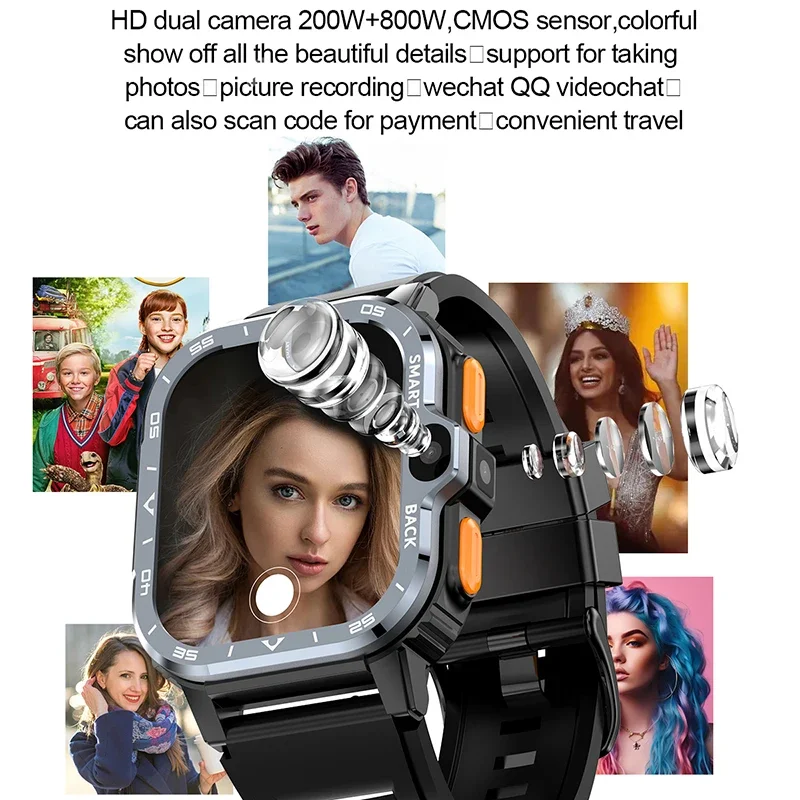 2025 New SIM Smart Watch 4G Network GPS Navigation Wifi NFC Dual Camera 64G ROM Storage Video Music Smartwatches for Android IOS