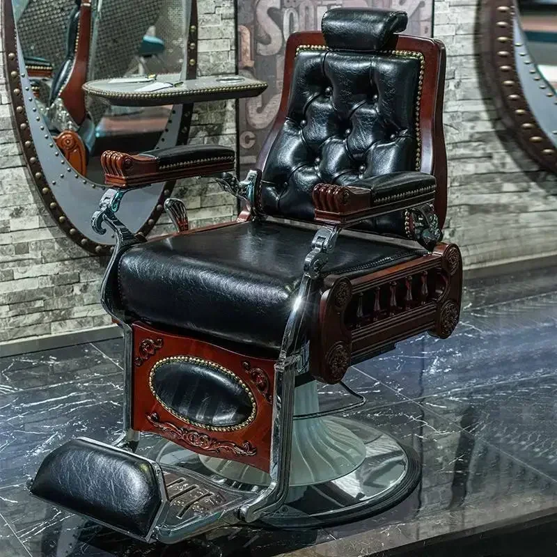 Fold down lift barber chair retro men's oil head chair for hair salon