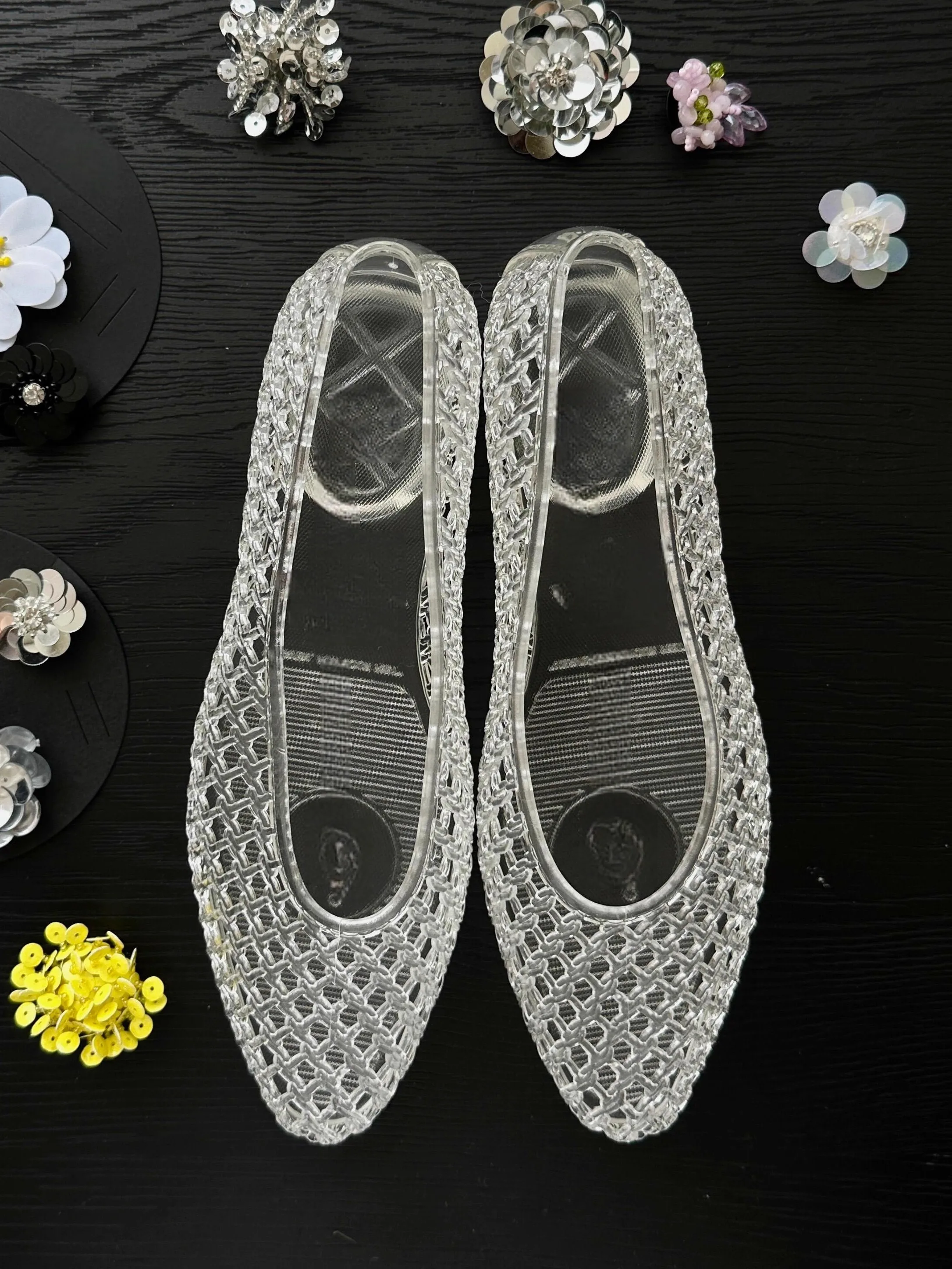 

Unique Design Korean Sle Crystal Jelly oes Pointed Toe Slip-On Women's oes Summer New Transparent Me Sandals Faiona...