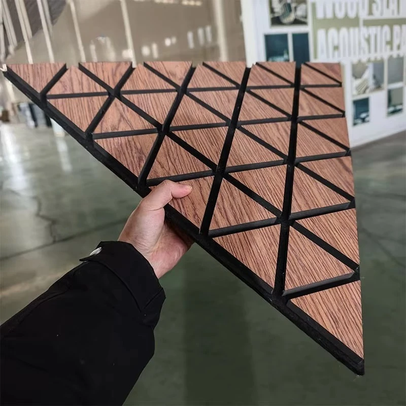 Carved Acuostic Wall Cladding DIY Decoration Polyester Fiber With Technical Wood Veneer 9mm In Cheap Price