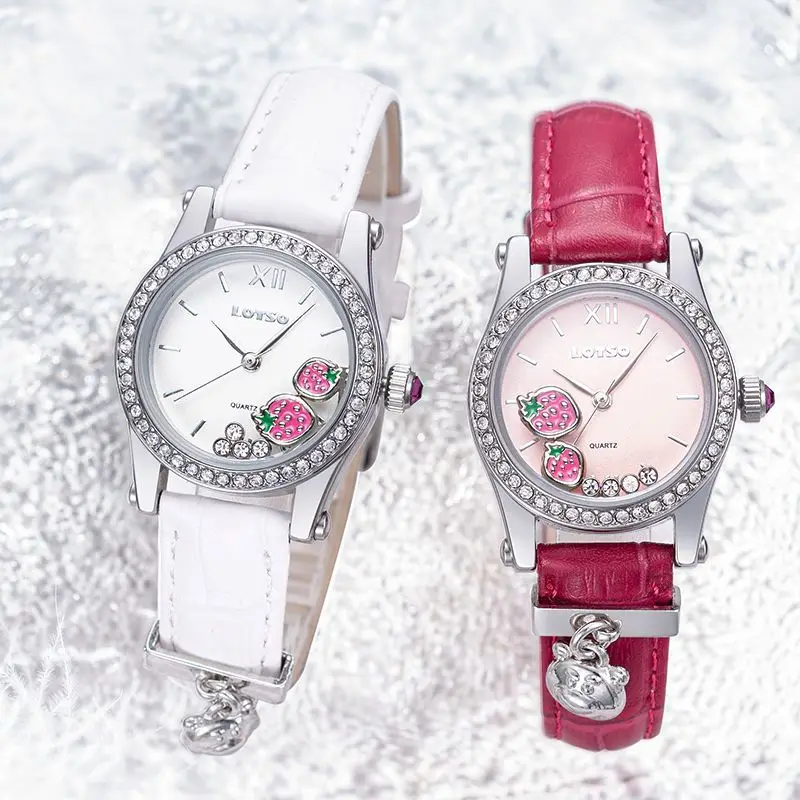 Reloj de Pulsera de Cuarzo con Diseño de Lotso de Disney, Mercancía de Anime, Dibujos Animados, Bonito, Creativo, Kawaii, Dulce, para Niñas, Regalo para el Día de San Valentín