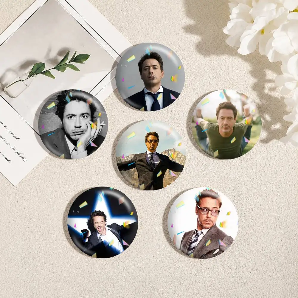 Actor R-Robert Downey Jr  25 32 44 58 75mm Badges Personalized Round Brooches Pins Accessory Gift