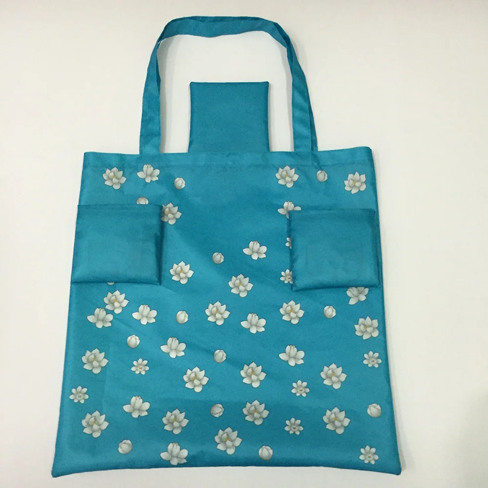 

Exquisite Floral Pattern Versatile Collapsible Square Bag Eco-friendly Polyester Shopping Bag Stylish Lightweight Gift Bag