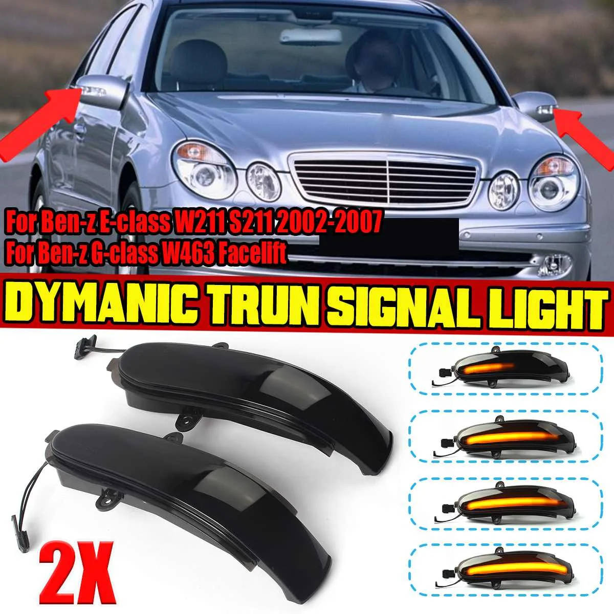 Pair LED Dynamic Side Rearview Mirror Indicator Light For Mercedes For Benz E G class W211 S211 W463 2002-2007 Turn Signal Lamp