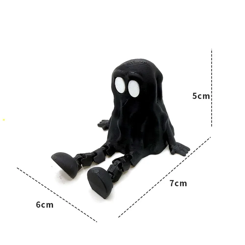 

Halloween 3D Printed Ghost Ornament Figurines Funny Ghost Fidget Toys Joint Movable Kids Toys Home&Car Room Desktop Decorations