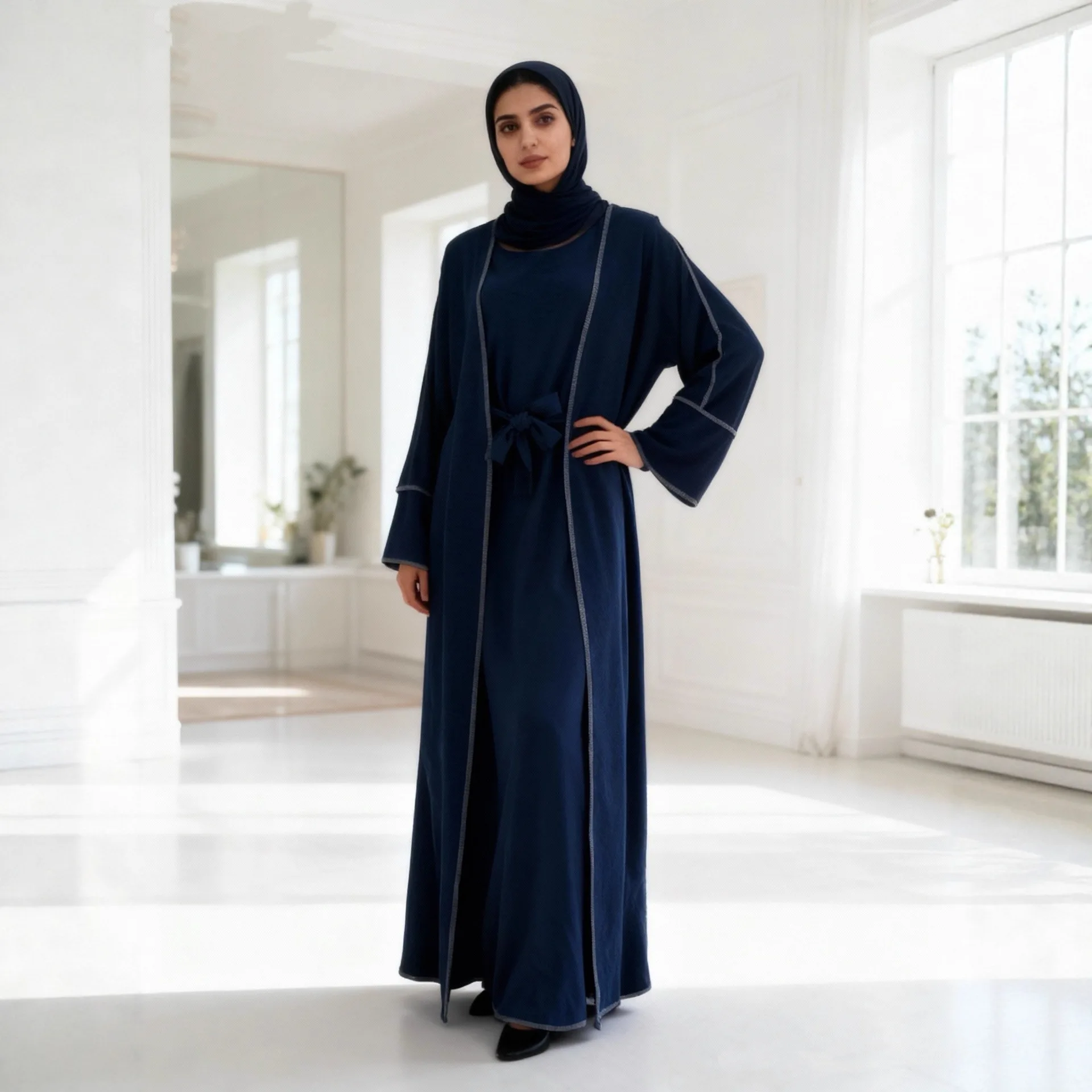 

Eid Dress Suit Women Muslim Abaya Dresses 3 Piece Sets Cardigan Robe Hijab Jalabiya Ramadan Morocco Dubai Kaftan Islam Vestidos