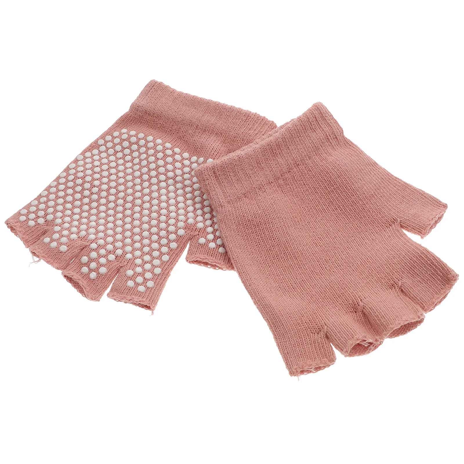 

1 Pair Yoga Gloves Half Finger Non-Slip Knit Workout Fitness Accessory Breathable Exercise Gloves For Women Men Pink