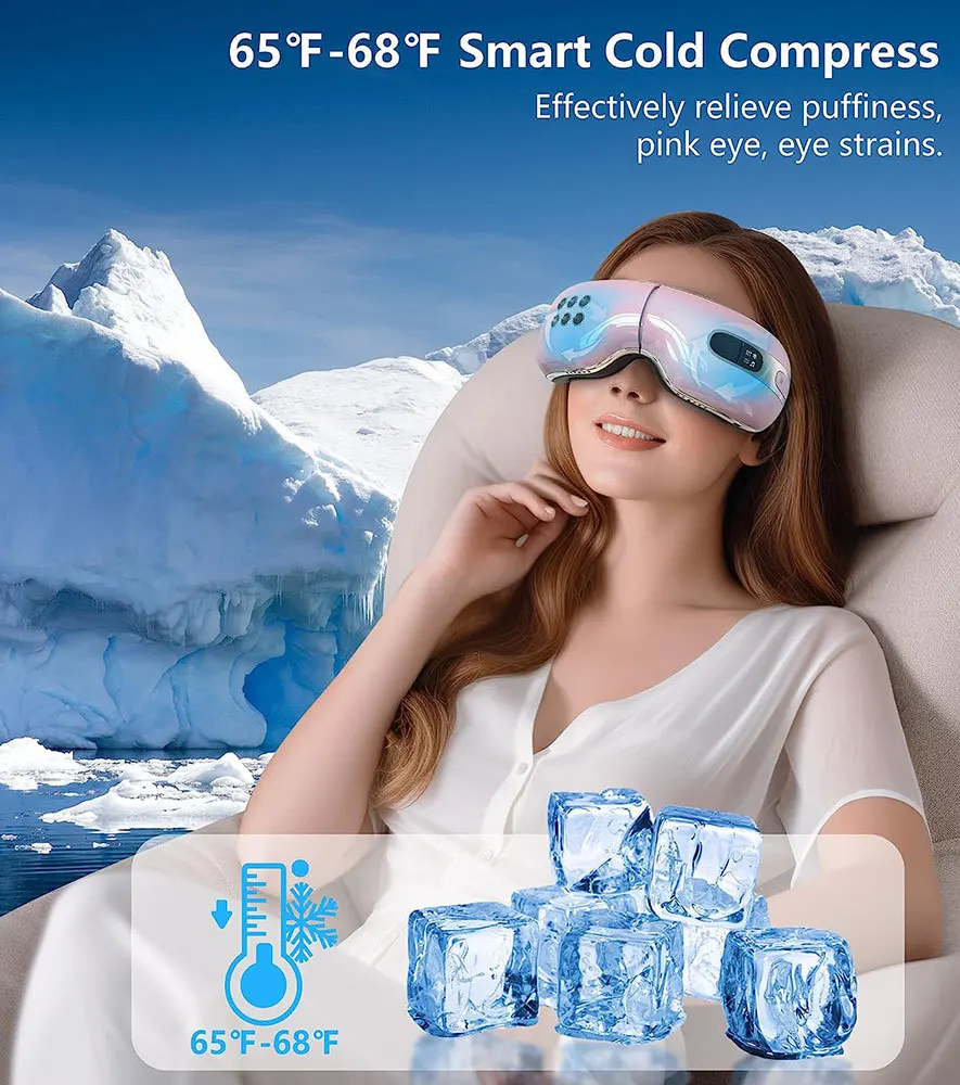 New Smart Electric Eye Massager, Bluetooth Music Hot Cold Airbag Vibration, Wireless Remote & Timing Control