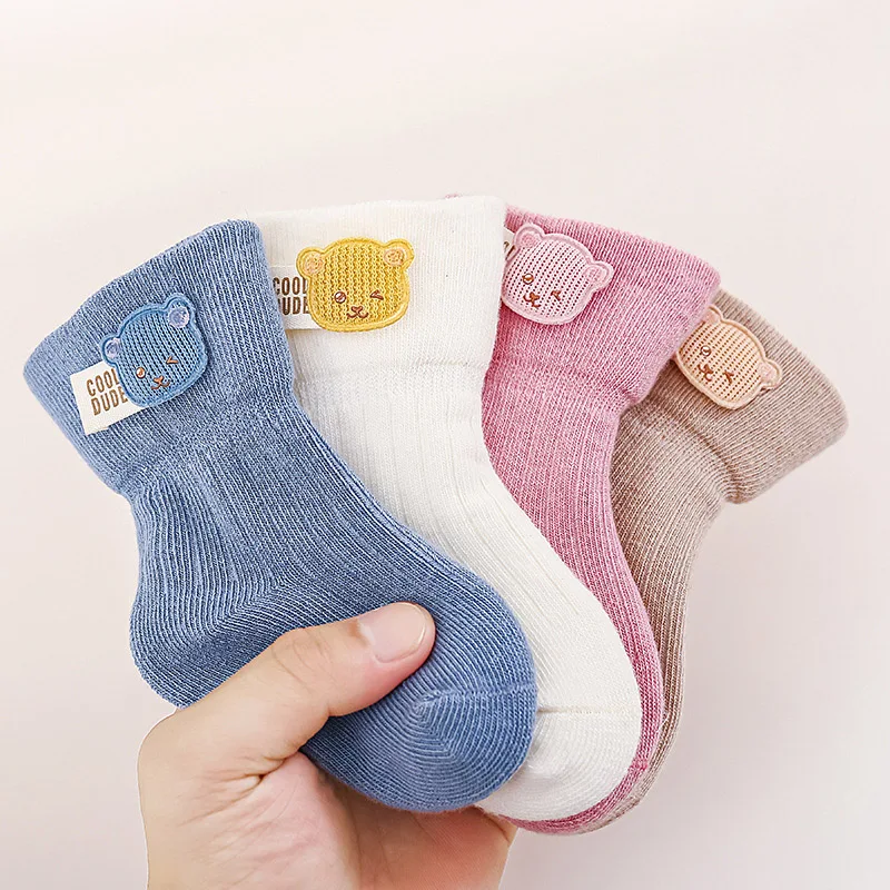 

Cute Baby Bear Socks Spring Autumn Kids Mid Tube Sock 8-20Month Girls Boys Kids Footwear Newborn Cotton Sock Clothes Accessories