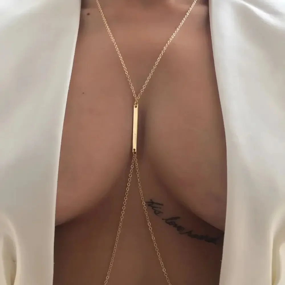 سلسلة الصدر المعدنية المثيرة للنساء ، تسخير بيكيني ، قمة الهذيان ، حمالة صدر الشاطئ الهندسية ، قلادة ، إكسسوارات الجسم ، هدايا المجوهرات