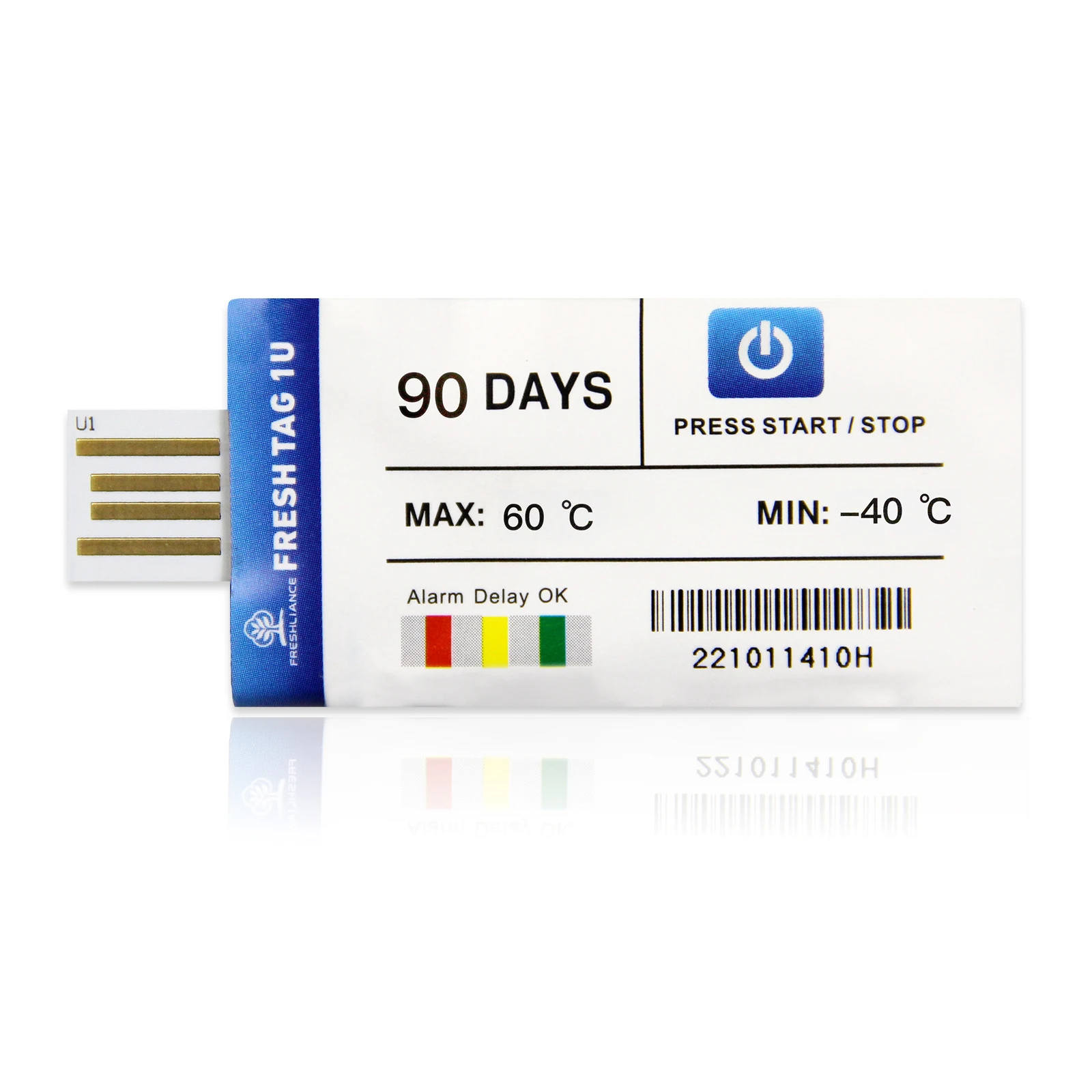 3PCS Fresh Tag 1U -40C LED Alarm Single Use Cold Chain Temperature Data Logger