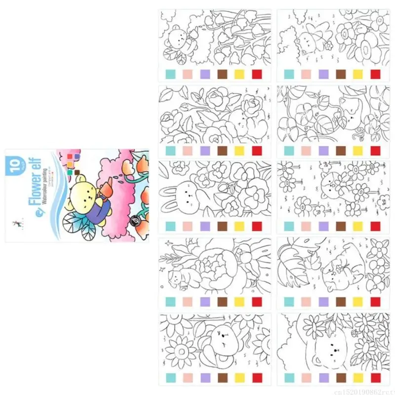 D5BB 여행 친화적 인 그리기 종이 책 어린이를위한 종이 책은 사전 페인트 수채화를 포함합니다.