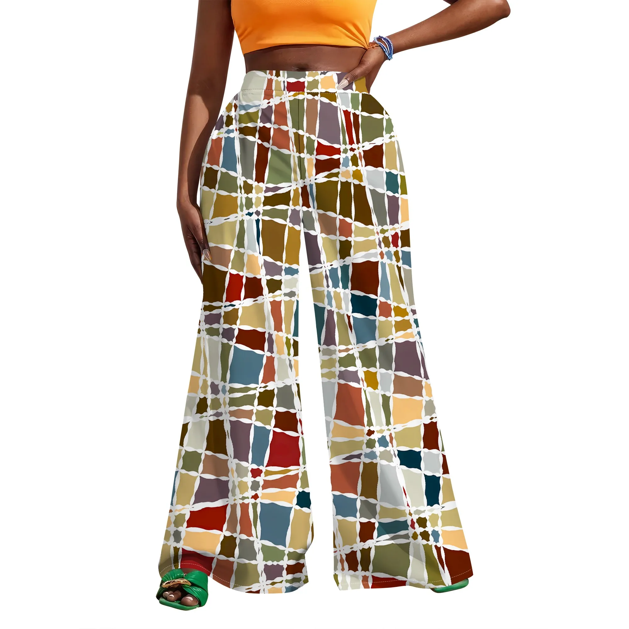 Boho Sleeveless Maxi Dress Pastel Diamond Geometric Print Soft Colorful Vacation Wear