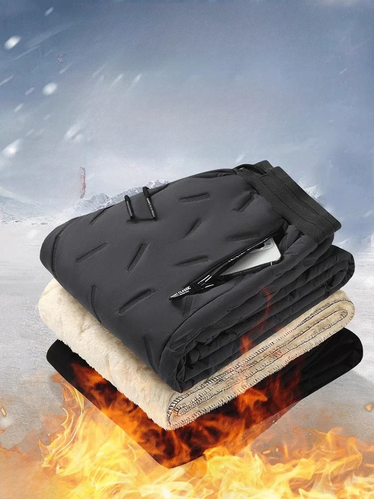 

Мужские зимние утепленные спортивные брюки из вельвета с начесом, большие размеры, для активного отдыха, теплые, с манжетами, в стиле «папиных» брюк