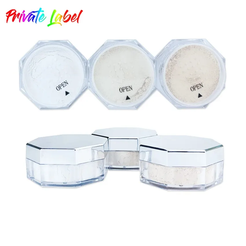 

White Box 3 Colors Loose Powder Transparent for Face Moisturizing Lasting Oil Control Private Label Custom Bulk Makeup