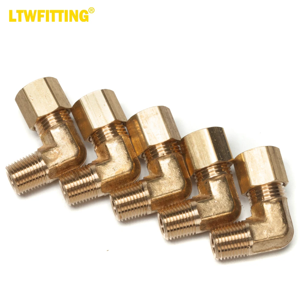 

LTWFITTING 1/4-Inch OD x 1/8-Inch Male NPT 90 Degree Compression Elbow,Brass Compression Fitting (Pack of 5)