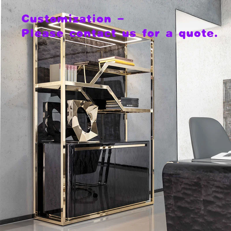 custom.Most Popular Home Furniture Multifunction Metal Stainless Steel Modern Style Luxury Simple Cabinet Bookcase