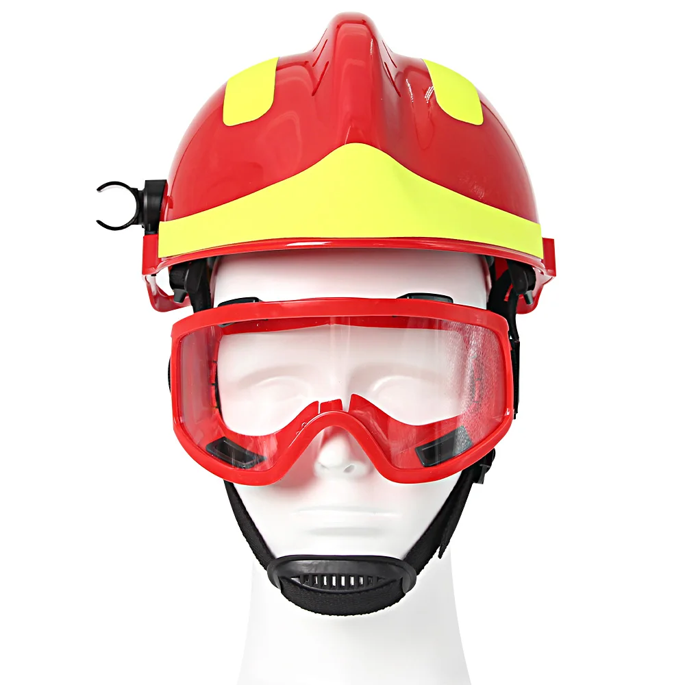 Emergency Rescue Helmet Fire Fighter Reflective Safety Helmets w/ Goggles Flashlight Stand Forest Rescue Construction ABS Helmet