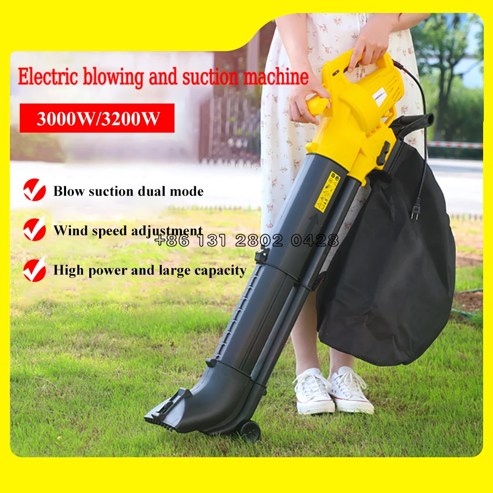 220V 3200W Electric Tool Suction Fan 30L Storage Bag High-power Garden Leaf Blower Blowing And Suction Dual-purpose Blower 3000W