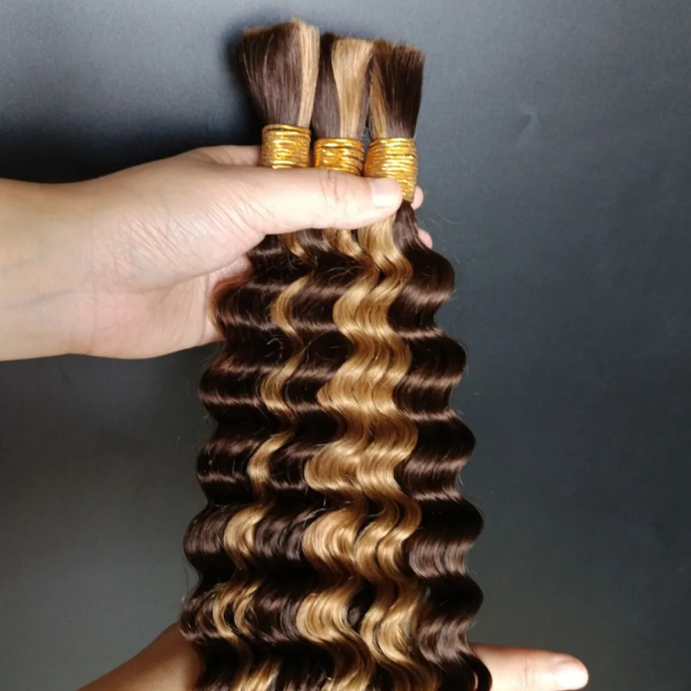 100 г/шт. P427 Выделенные объемные волосы для плетения глубоких волн человеческие волосы оптом без утка медовые светлые волосы для наращивания 1/2/3 шт. косы для волос