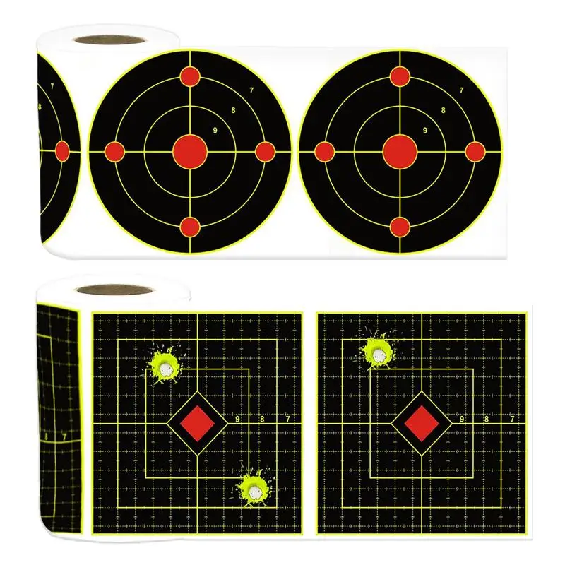 Gama de objetivos contra salpicaduras, 100 hojas, pegatinas de objetivo reactivas, portería contra salpicaduras de 6 pulgadas, ver fácilmente tus disparos, ráfaga fluorescente brillante