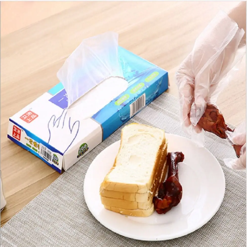 Bathroom 100pcs/box Cooking Cleaning Disposable For Transparent Plastic For Sanitary Gloves Household Gloves Gloves