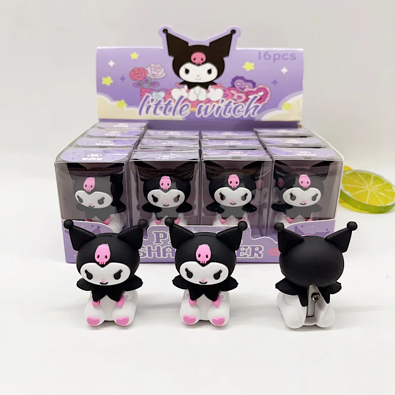 Sanrio Hellokitty Kuromi Melody Pencil Sharpener Eraser 4/16pcs Creative Cartoon Kawaii Stationery Cute Students School Supply