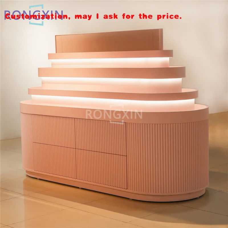 

custom.Makeup Shop Retail Floating Wooden Shelf Display Showcase Rack Stand Beauty Cosmetics Showroom Light Shop Sale Wall