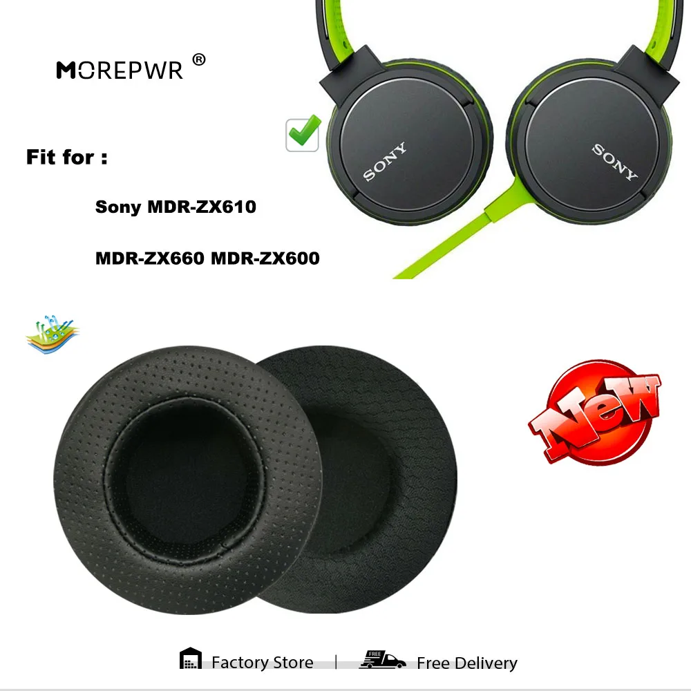 Morepwr New Upgrade Replacement Ear Pads for Sony MDR-ZX610 MDR-ZX660 MDR-ZX600 Headset Parts Leather Cushion Velvet Earmuff