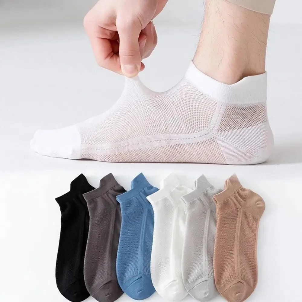 Dengan telinga tab kaus kaki pendek penyerap keringat keren kaus kaki Mesh bernapas Mesh Non-Slip kaus kaki pria musim panas