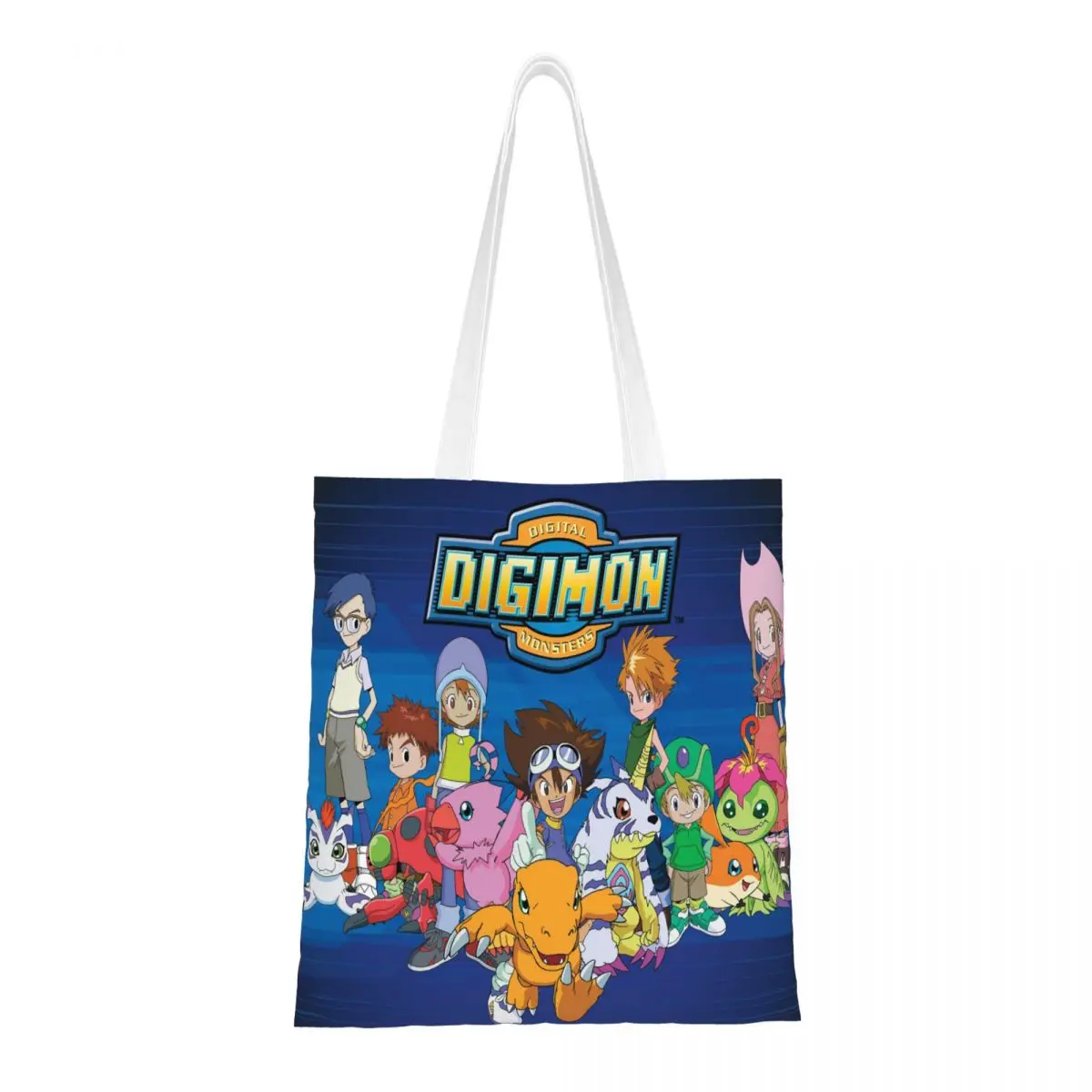 Anime Digimon Cartoon Shopping Bags Women Canvas The Tote Bag Folding Girls Shoulder Tote Travel Handbag