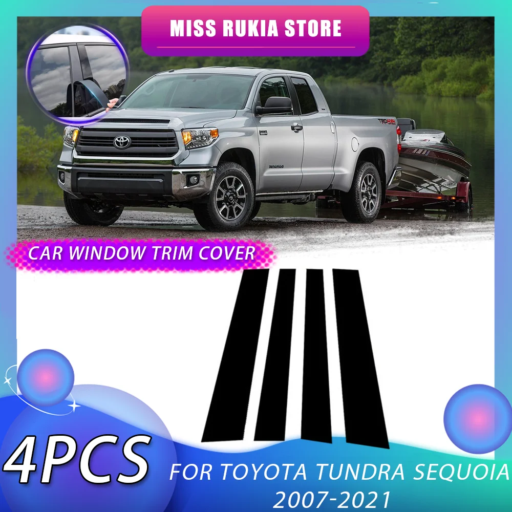 

Накладка на окно автомобиля для Toyota Tundra XK50 2007 ~ 2021 Sequoia XK60 2008 ~ 2022 г., черные молдинговые стойки, наклейки, аксессуары