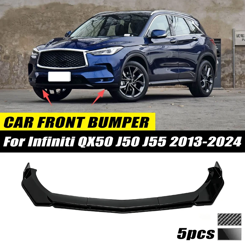 For Infiniti QX50 J50 J55 2013-2024 Front Bumper Lip Front Guard Spoiler High-quality ABS Material Body Kit Front Lip Accessory