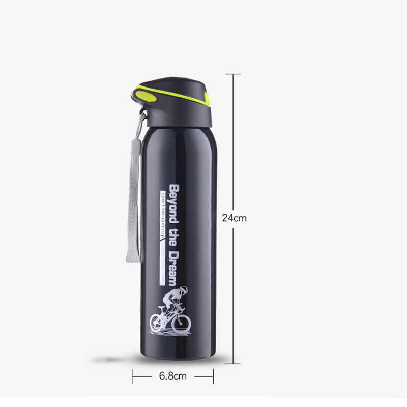 Portable Stainless Steel Thermal Water Bottle, Vacuum Bottles, Insulated Straw Cup, Outdoor Bike Sports, Bicycle, 500ml