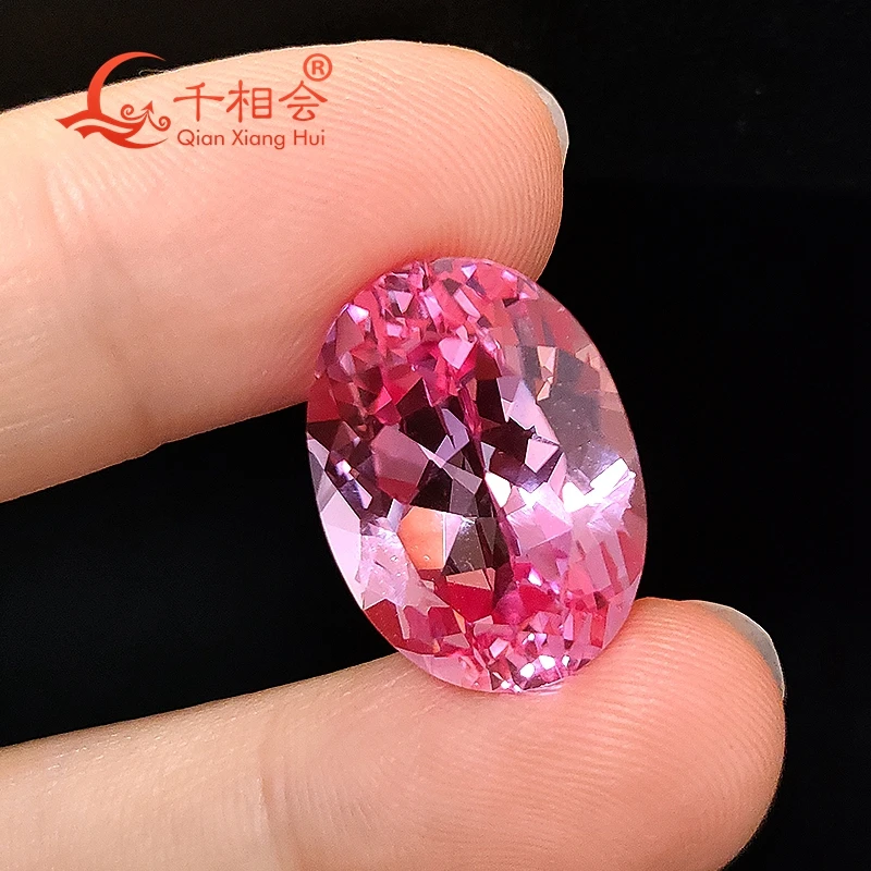 

oval shape natural cut cherry morganite pink color artificial ruby clear loose gem stone