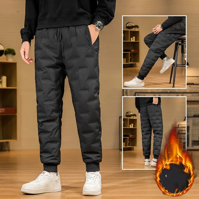 Pantalones gruesos de terciopelo para hombre, pantalón holgado informal con cordón, acolchado de algodón, cálido, M-5XL, Invierno