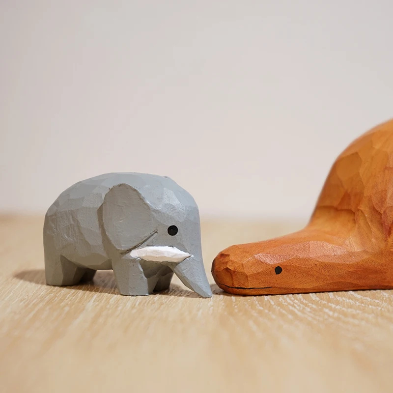 الزيزفون اليدوية نحت زخارف الحيوانات الصغيرة بيثون ابتلاع الفيل ديكور المنزل الخشب نحت الحرف اليدوية هدية الإبداعية #5