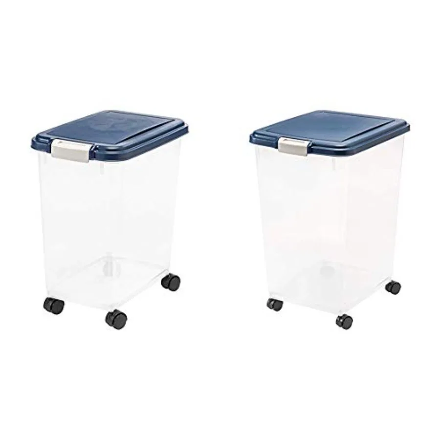 IRIS airtight pet food storage container for kitchen use, BPA-free plastic, white, 54-pound ccity with secure seal and no scoop
