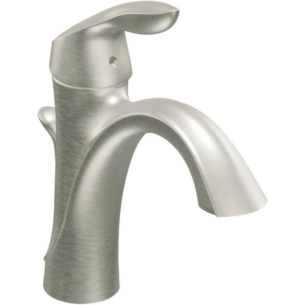 

Moen Eva Brushed Nickel Single-Handle Bathroom Sink Faucet with Optional Deck Plate and Vessel Sink Extension Available