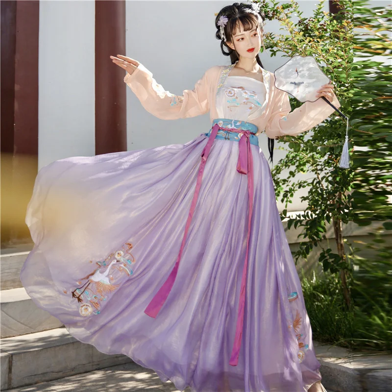 Han Xu Cloud Crane Han Fu Women's Summer Fairy Qi waist to chest Ru skirt big skirt super fairy Chinoiserie