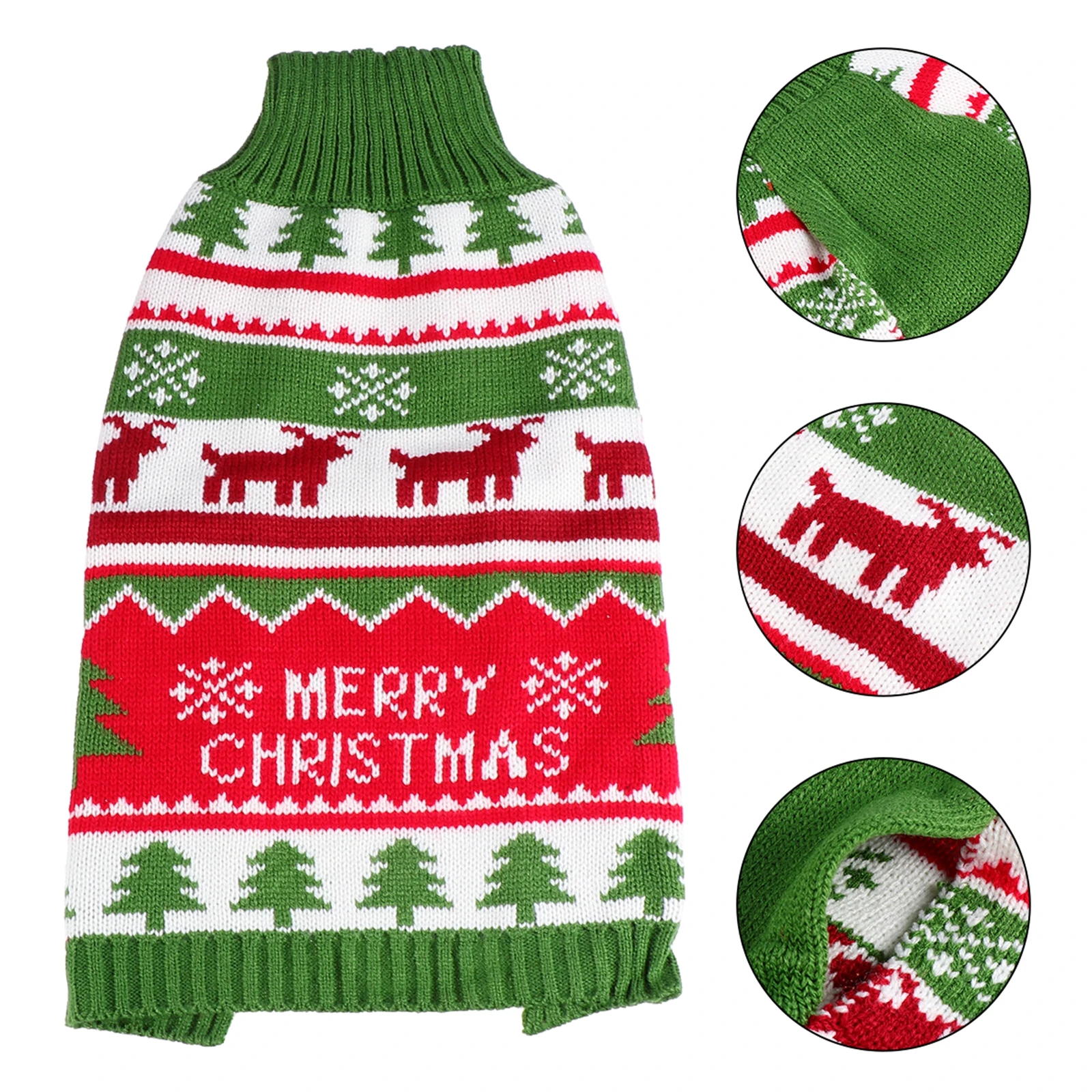 

Dog Sweater Green Winter Garment Christmas Stylish Yarn Costume Elk Pattern Warm Soft Durable Pet Clothes Party Dog Christmas