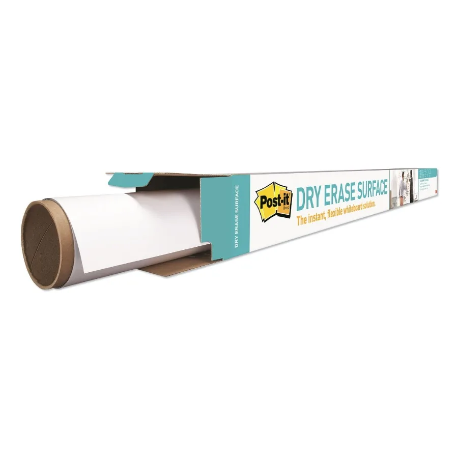 3m commercial Tape Div. Dry Erase Surface With Adhesive Backing 72 X 48 White Ideal for Office Meeting Rooms and Classroom Wall