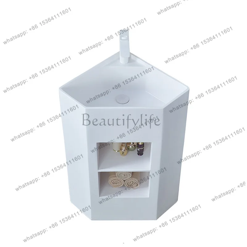 

Creative triangular floor-to-ceiling wash basin, toilet corner corner two-layer storage grid column basin