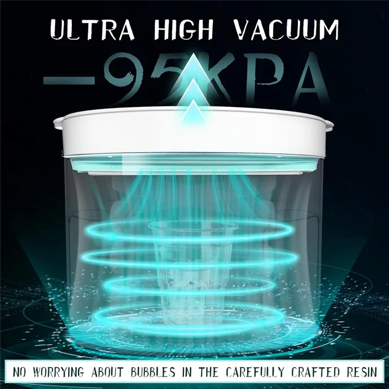 A98E-Resin Bubble Remover With Timing,95 Kpa Resin Vacuum Chamber, 2L Epoxy Resin Bubble Remover Machine For Molds US Plug