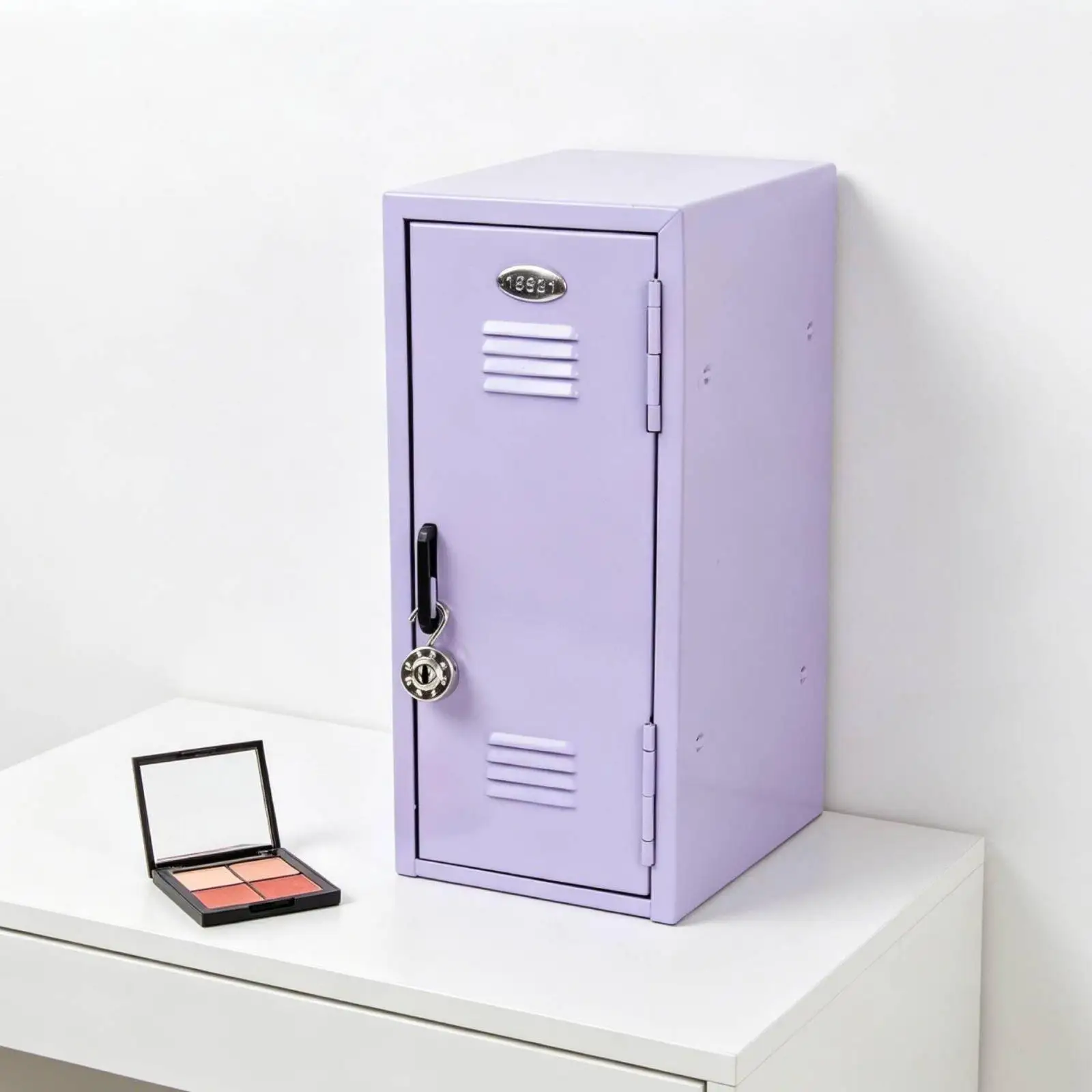 Metal Storage Container Desktop Locker Cabinet Organizer Pastel Color Mini Box for Girls Vanity Dorm Desk Cosmetics