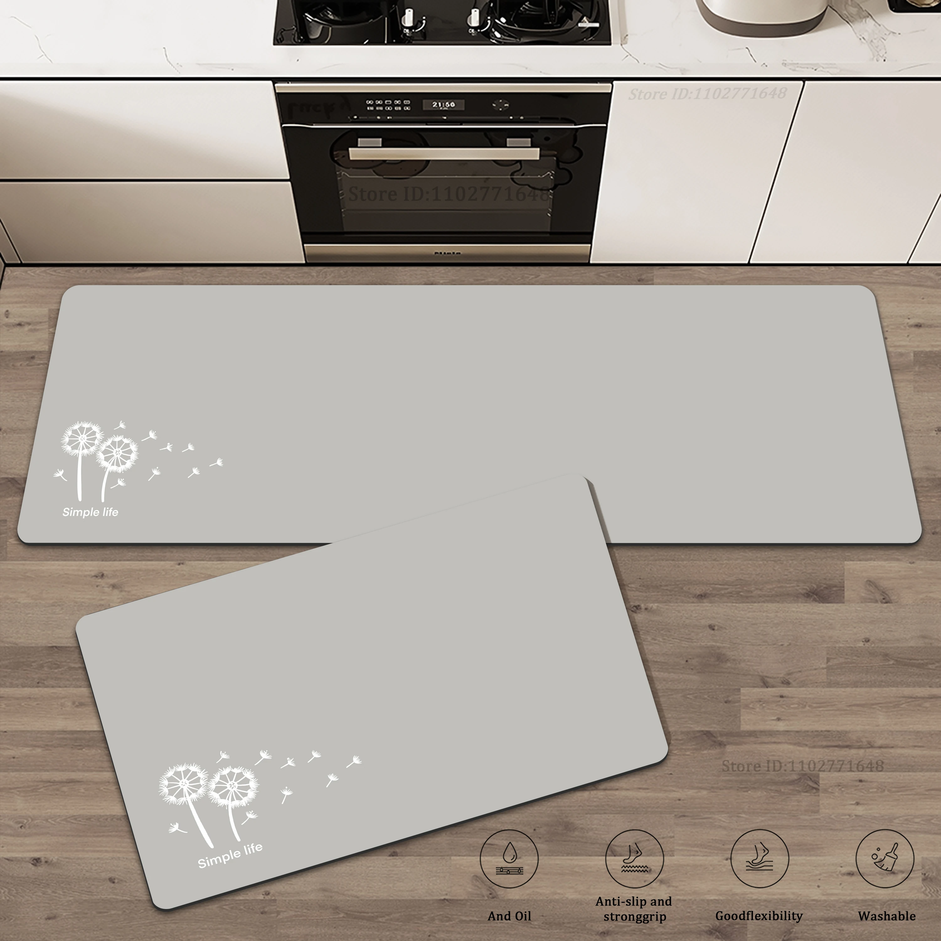 Modern Textured  Simple Kitchen Entrance Doormat Rug  Living Room Carpet  Washable Mat Waterproof Absorbent Non-Slip Large Mat