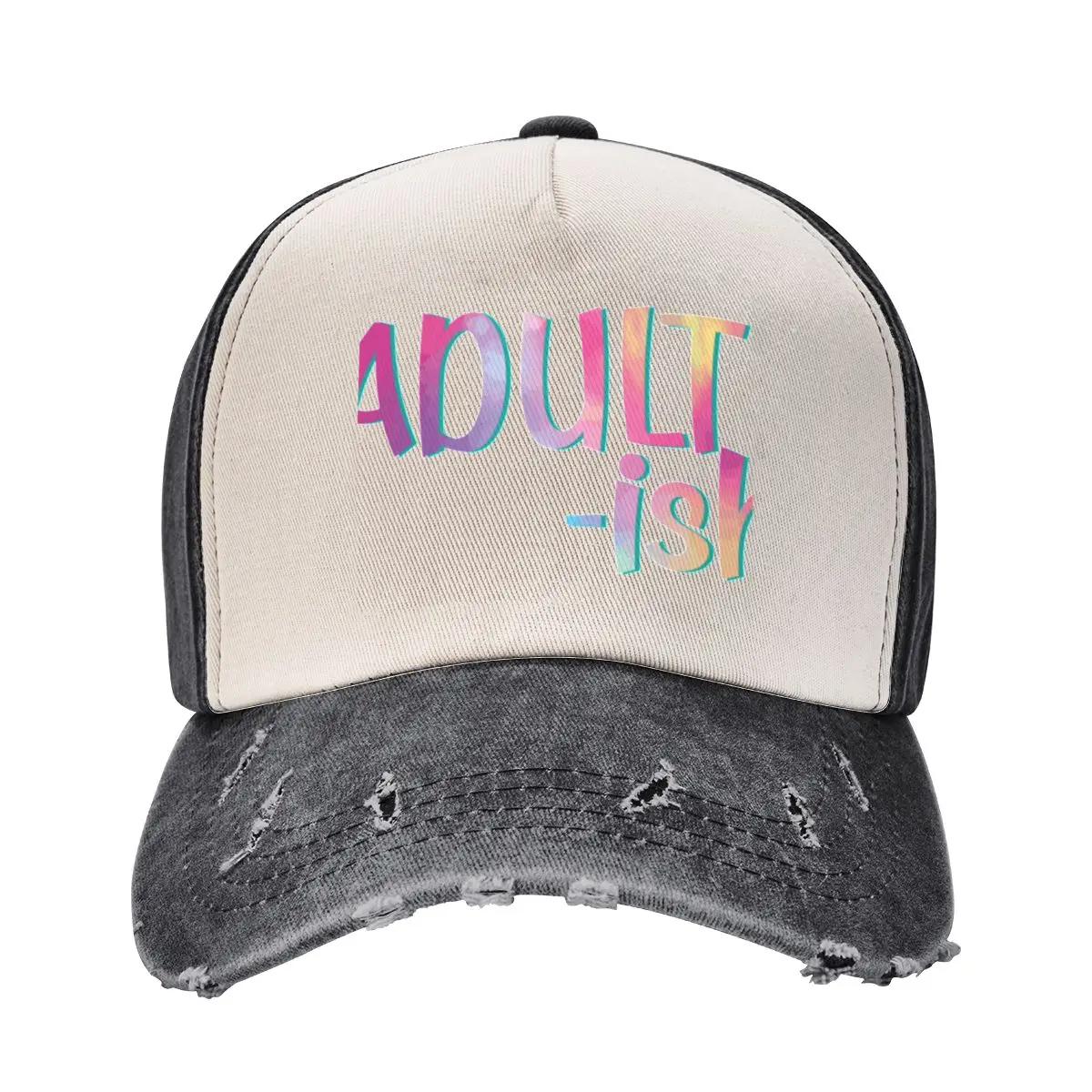 Adult-ish adulting adultish funny sarcastic adulthood joke holographic kawaii pastel acqua color Baseball Cap