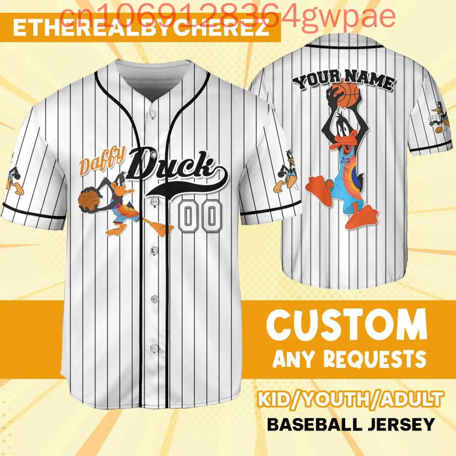 Custom ชื่อ Donald Duck เสื้อเบสบอลผู้ชายผู้หญิงเด็กเสื้อเบสบอลลําลองเสื้อเบสบอลแฟชั่นเสื้อแขนสั้น